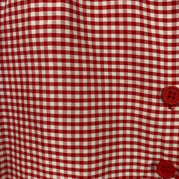Drapers and Damons Womens Red Silk Flower Embroidered Gingham Shirt 14P Classic - Picture 6 of 9